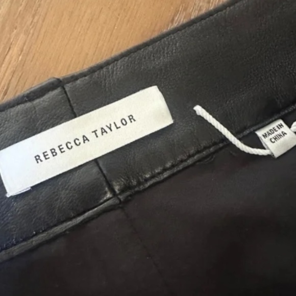 REBECCA TAYLOR 100% Real Lambskin Leather Crop Pants in Black - Picture 9 of 10